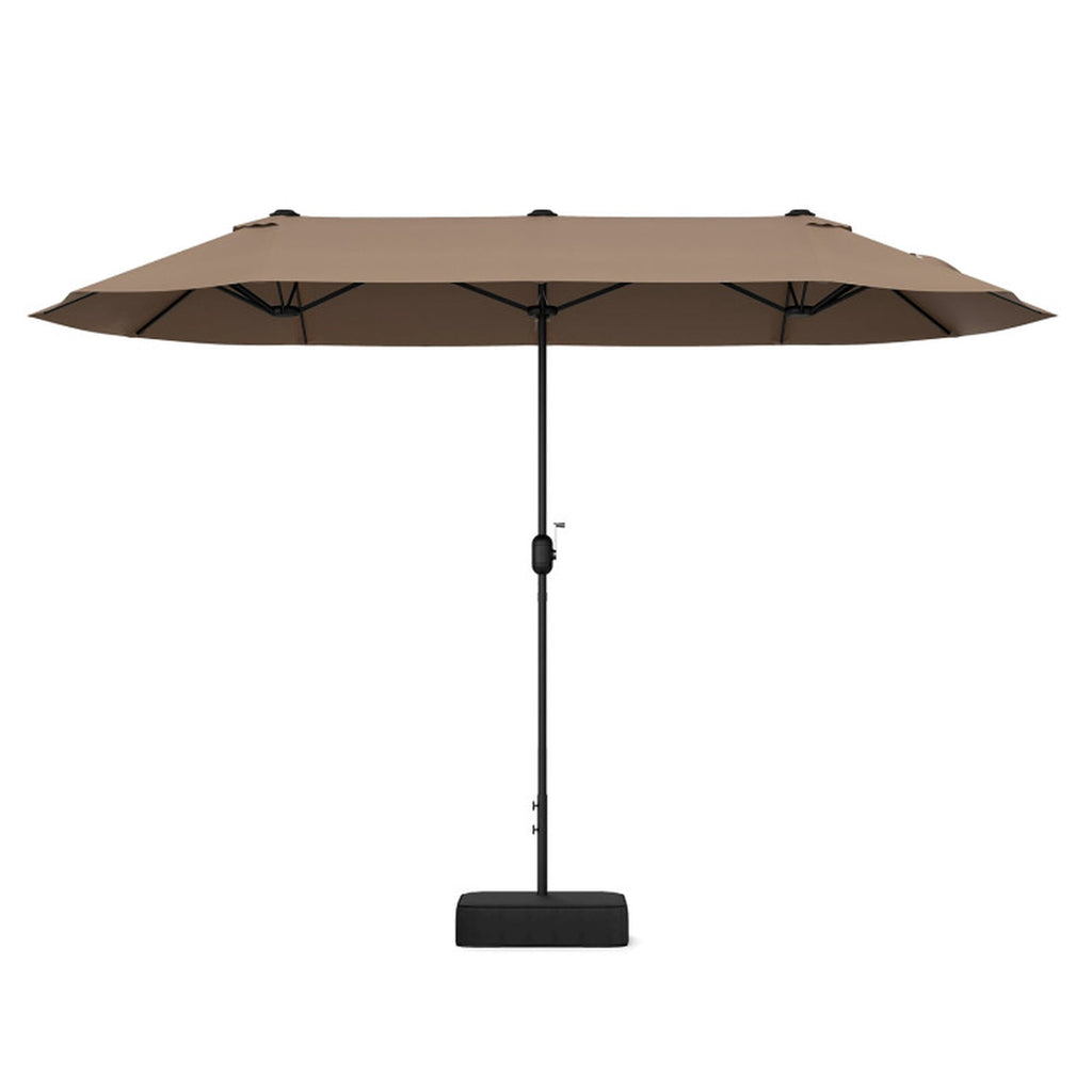 Biotree 13FT Double-sided Patio Twin Table Umbrella with Crank Handle-Tan Brown - Outdoor Patio Garden Sun Shade