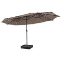 Biotree 15 Feet Double-Sided Patio Umbrella with 48 LED Lights-Brown Outdoor Backyard Deck Garden Pool