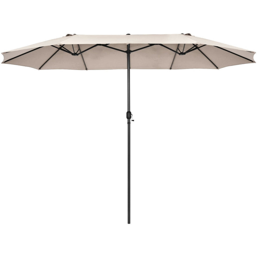 Biotree 15 Feet Patio Double-Sided Umbrella with Hand-Crank System-Beige Multi-color - Outdoor Patio Garden Sun Shade