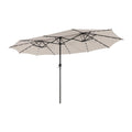 Biotree 15 Feet Twin Patio Umbrella with 48 Solar LED Lights-Beige Beige/Light Brown/Orange/Dark Red/Gray/Turquoise