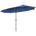 Biotree 15 ft Double-Sided Twin Patio Umbrella Crank Tilt Outdoor Shade - Blue - UV Protection with Cross Base