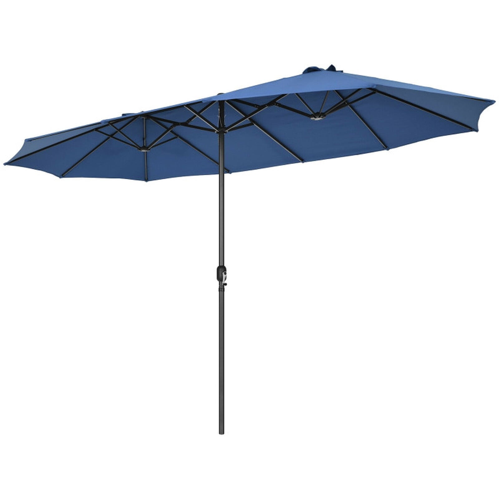 Biotree 15 ft Double-Sided Twin Patio Umbrella Crank Tilt Outdoor Shade - Blue - UV Protection with Cross Base