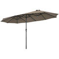 Biotree 15 ft Double-Sided Twin Patio Umbrella Crank Tilt Outdoor Shade - Brown - UV Protection with Cross Base