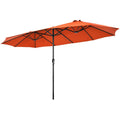 Biotree 15 ft Double-Sided Twin Patio Umbrella Crank Tilt Outdoor Shade - Orange - UV Protection with Cross Base