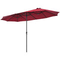 Biotree 15 ft Double-Sided Twin Patio Umbrella Crank Tilt Outdoor Shade - Red - UV Protection with Cross Base