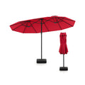 Biotree 15 ft Double-Sided Twin Patio Umbrella Crank Tilt Outdoor Shade - Red - UV Protection with Cross Base