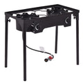 Biotree 150000 BTU Double Burner Outdoor Stove BBQ Grill for Outdoor Camping Backyard Patio Cooking, Black