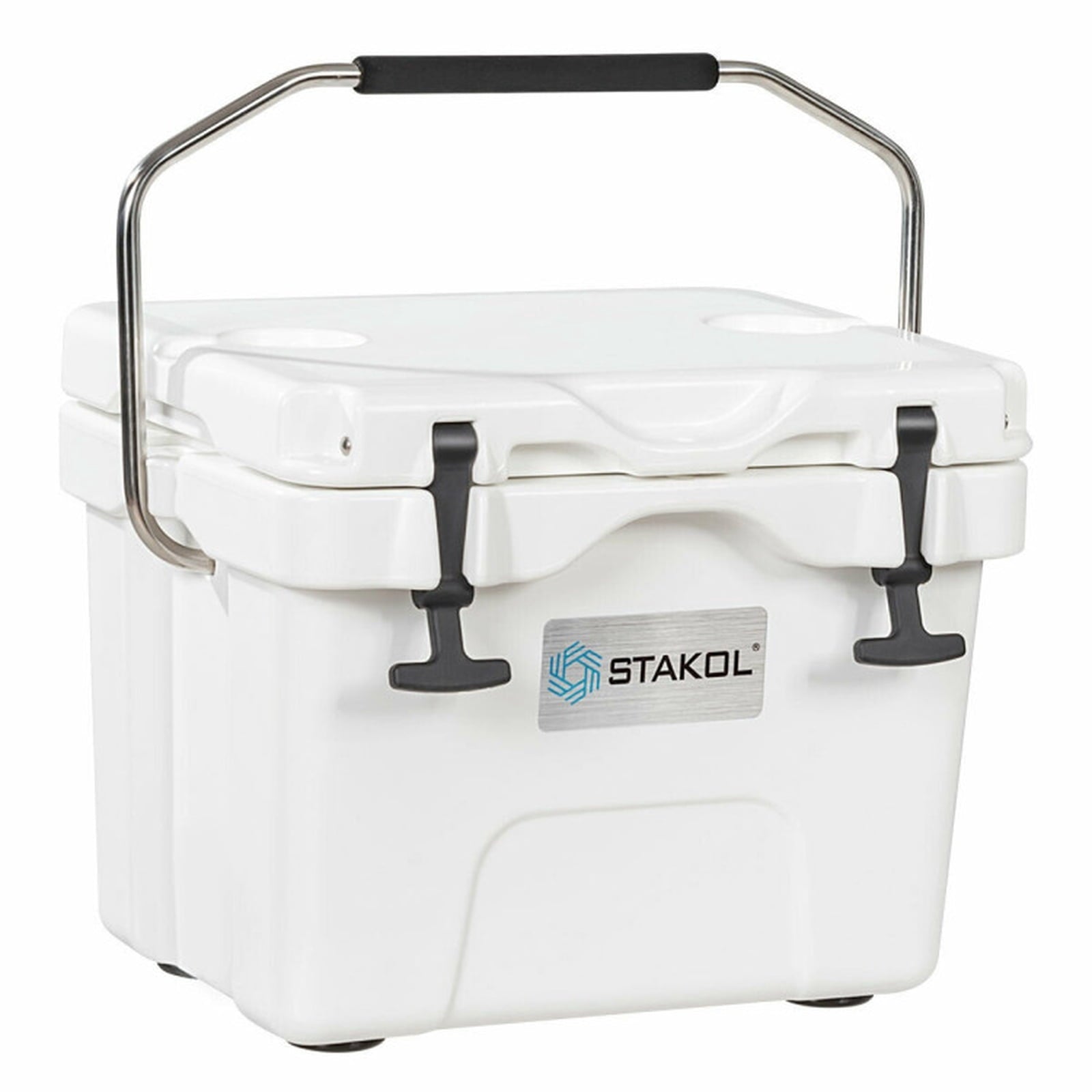 Biotree 16 Quart 24 Can Capacity Portable Insulated Ice Cooler with 2 Cup Holders, White