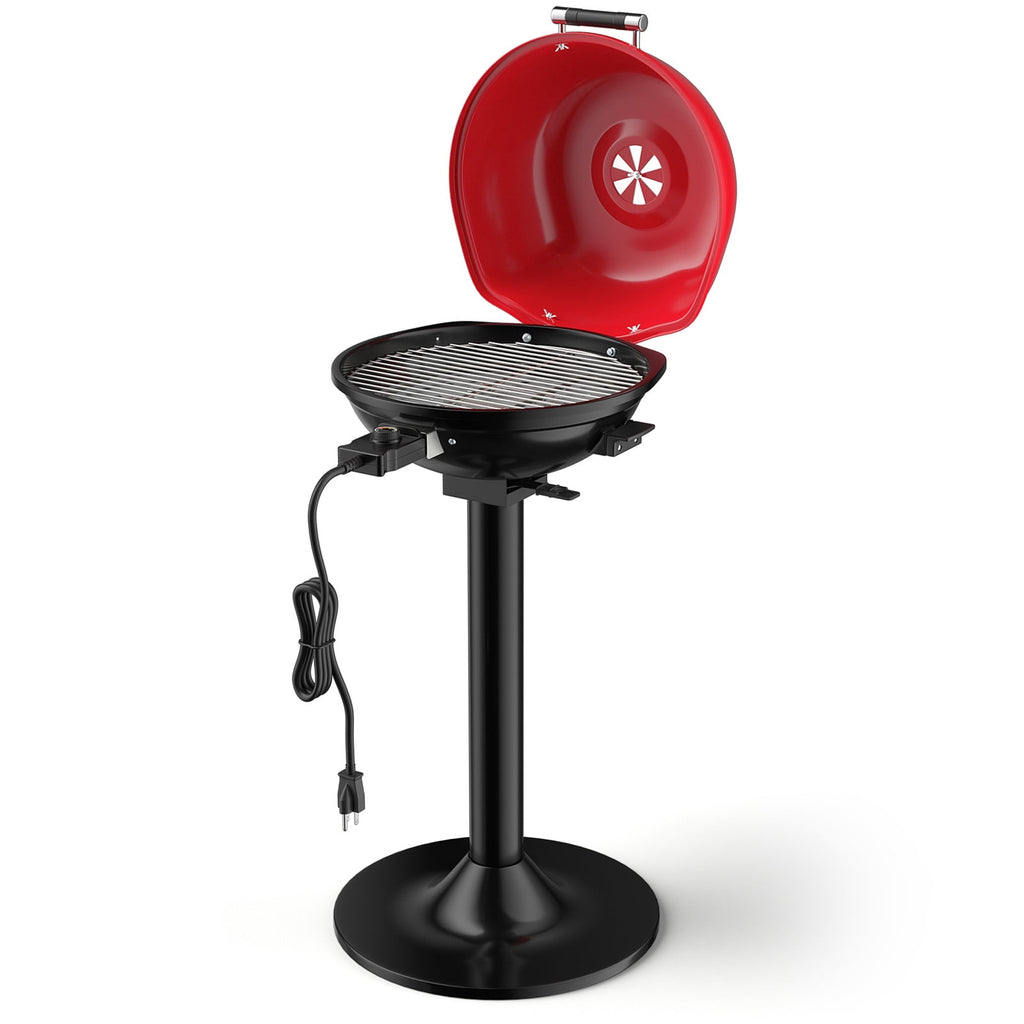 Biotree 1600W Portable Electric BBQ Grill with Removable Non-Stick Rack-Black and Red Outdoor Cooking Patio