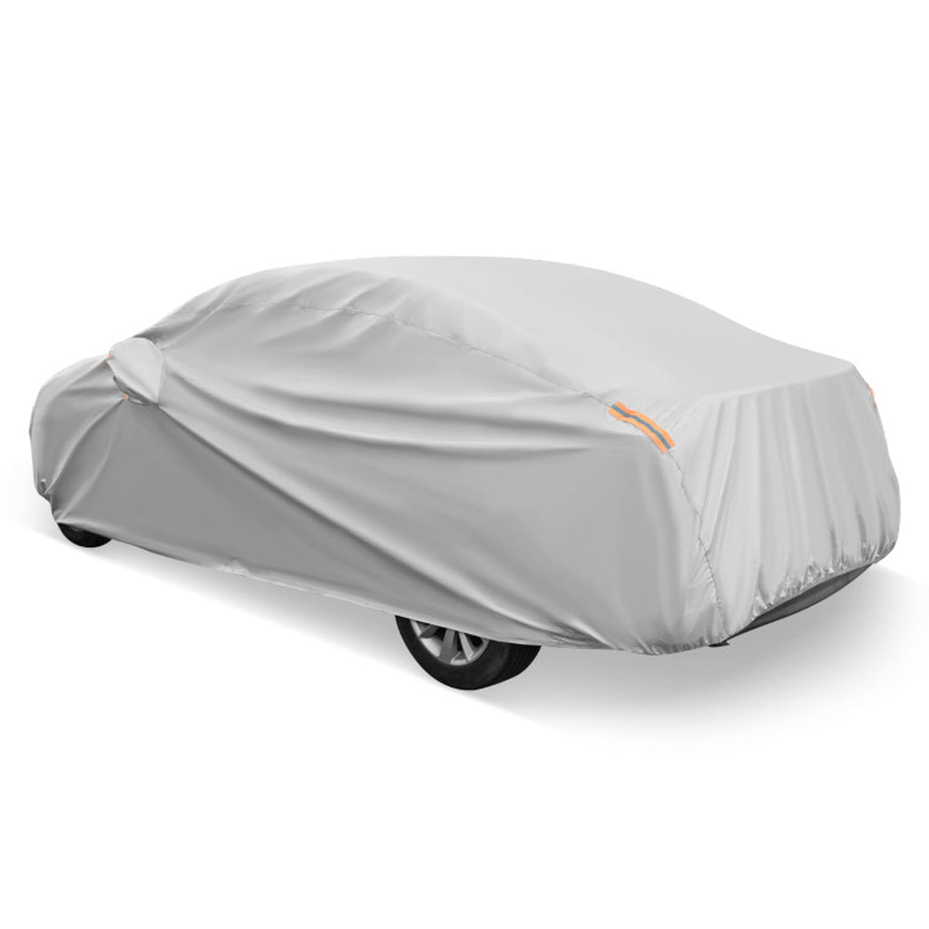 Biotree 185 Inch Car Cover Waterproof UV Protection All-Weather Full Cover Sedan Universal Fit - Silver