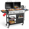 Biotree 5-Burner Propane Gas Grill and Griddle Combo, 54,000 BTU Dual Fuel BBQ Grill with Side Burner for Backyard, Patio Outdoor Cooking & Entertaining