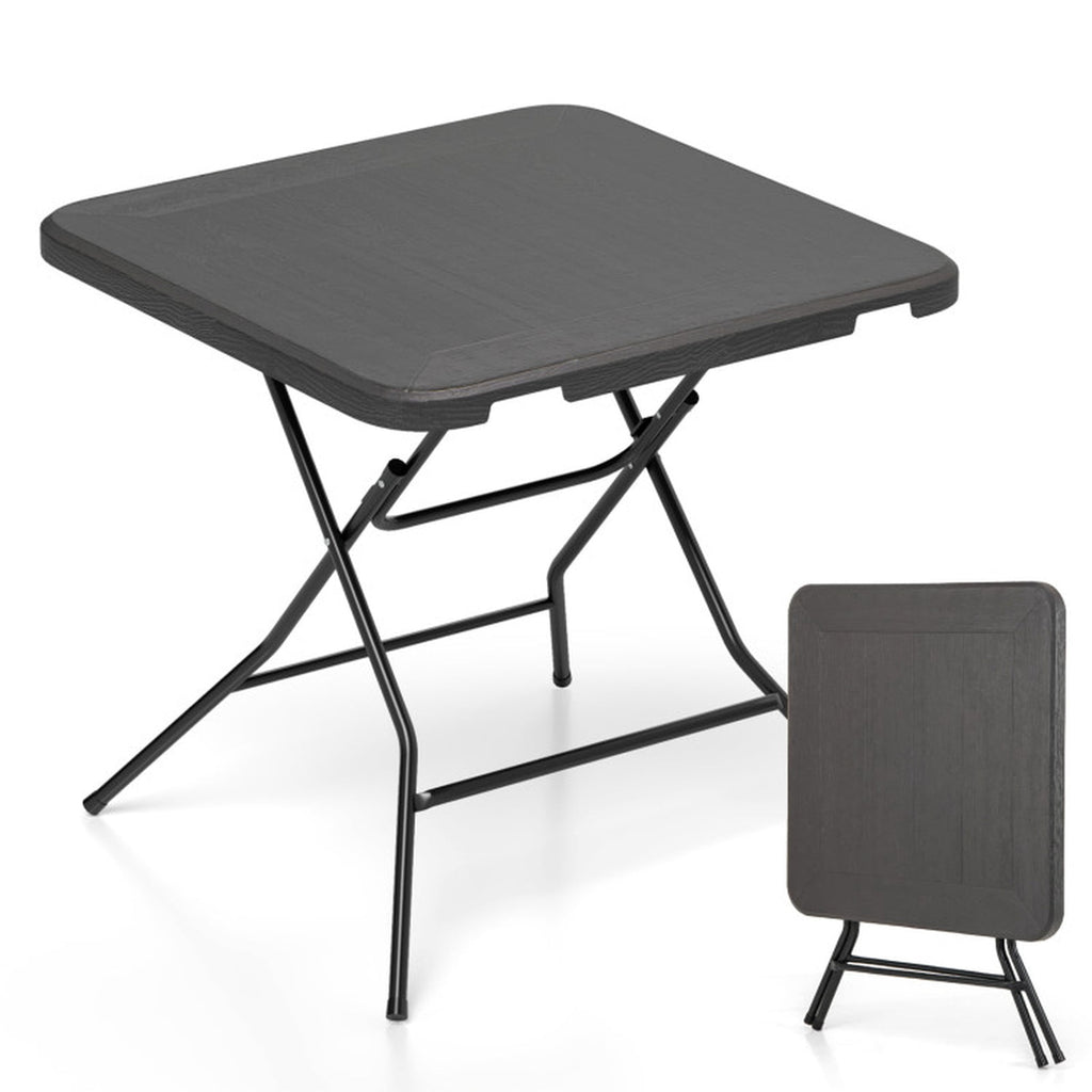 Biotree 2.6FT Foldable Dining Table with Wood Grain HDPE Tabletop and Non-slip Foot Pads, Black