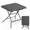 Biotree 2.6FT Foldable Dining Table with Wood Grain HDPE Tabletop and Non-slip Foot Pads, Black