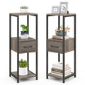 Biotree 2 Pack 3 Tier Tall Metal Plant Stand with Drawer and Display Shelf for Indoor Outdoor Patio Balcony Garden, Gray