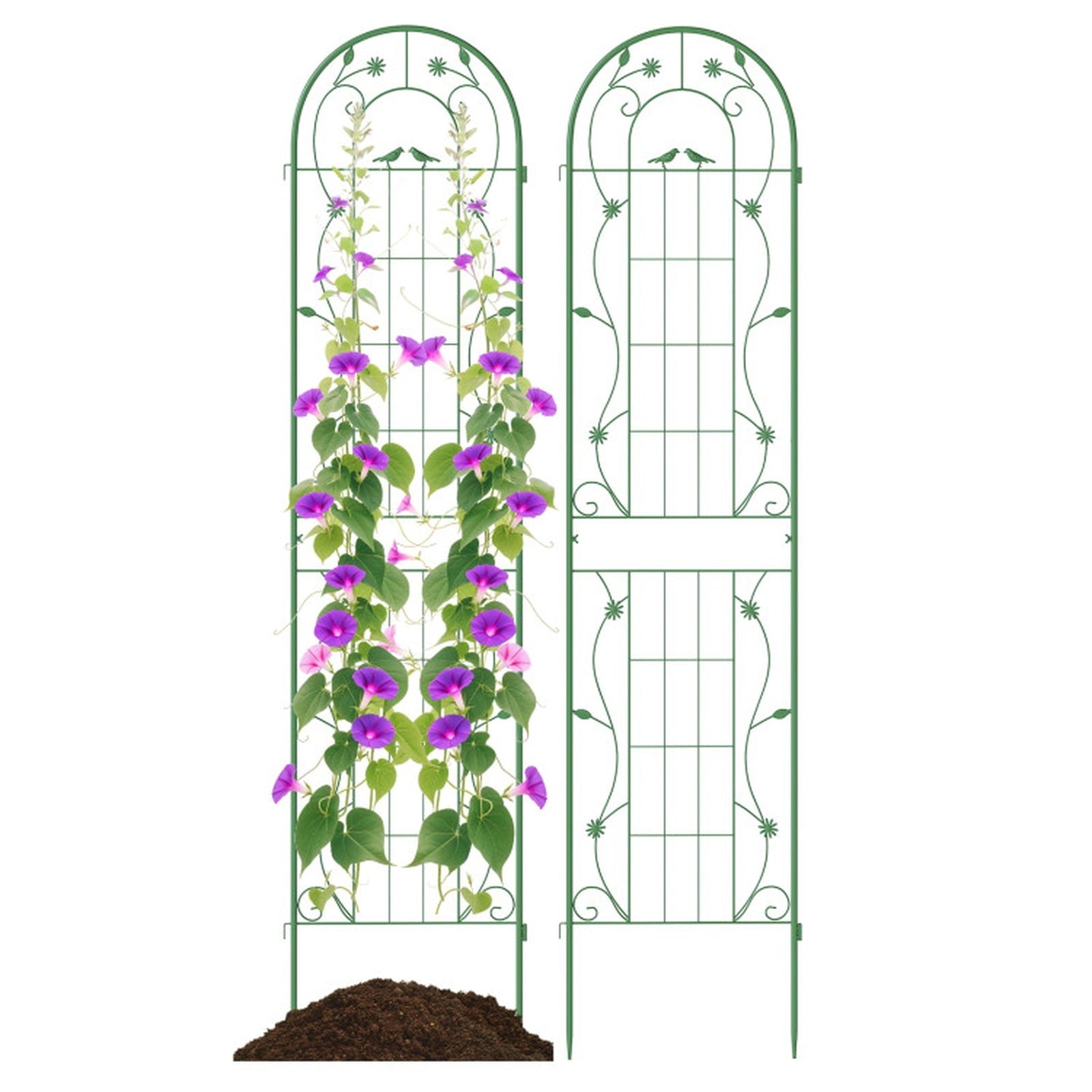 Biotree 2 Pack 86.5 x 20 Inches Metal Garden Trellis for Climbing Plants for Indoor Outdoor Patio Balcony Garden, Green