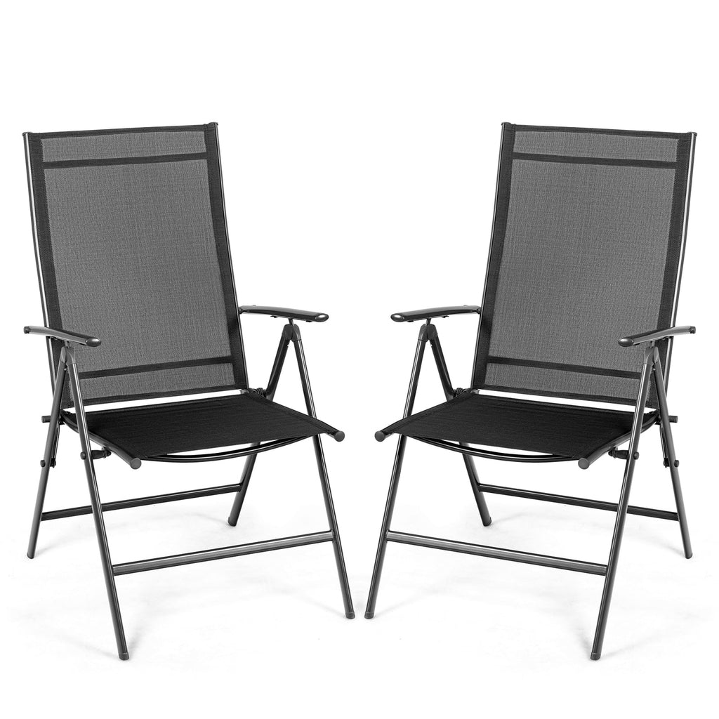 Biotree 2-Pack Adjustable Folding Patio Recliner Chairs-Black