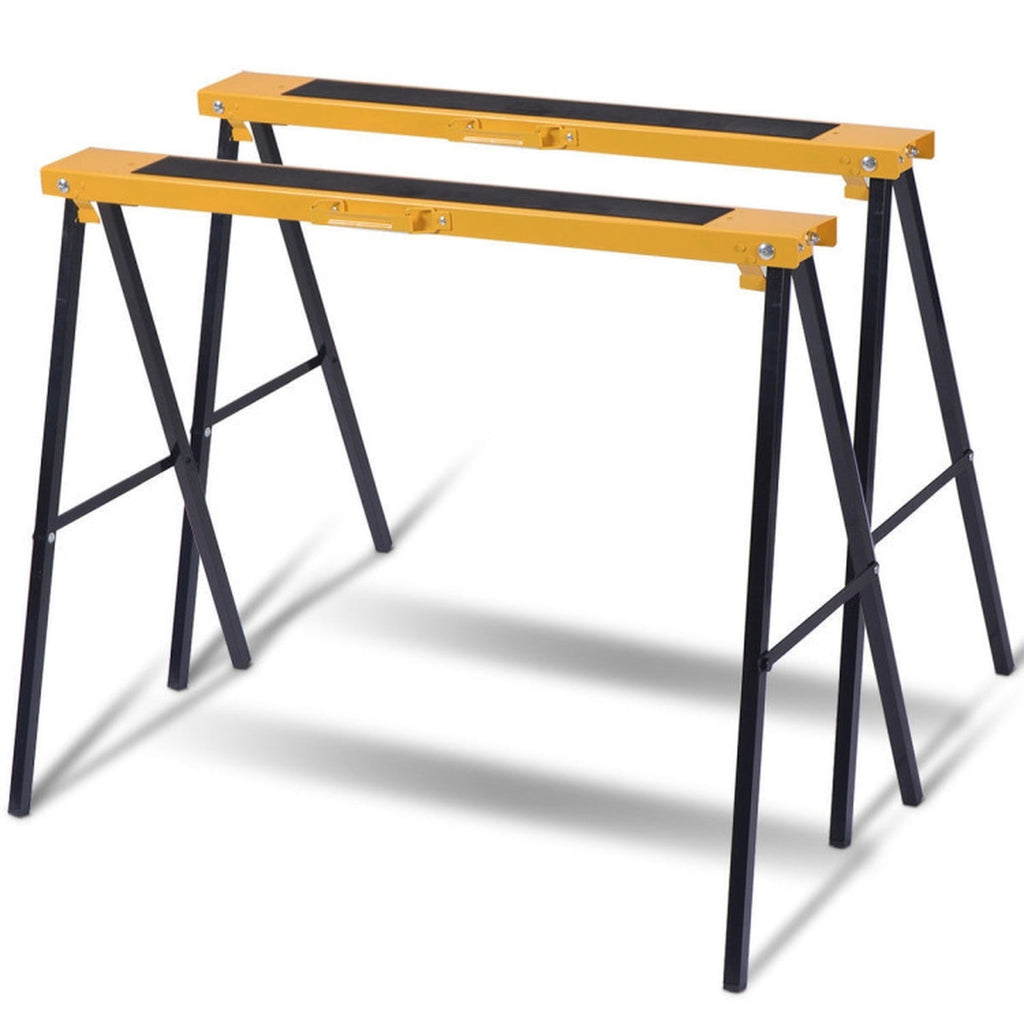 Biotree 2 Pack Heavy Duty Sawhorse with Steel Folding Legs for Garage Workshop Home DIY Projects, Black