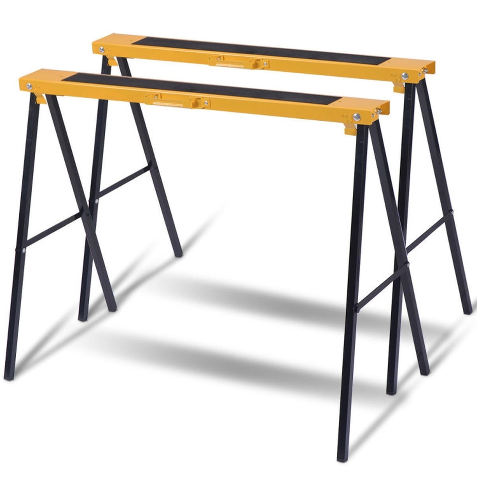 Biotree 2 Pack Heavy Duty Sawhorse with Steel Folding Legs for Garage Workshop Home DIY Projects, Black