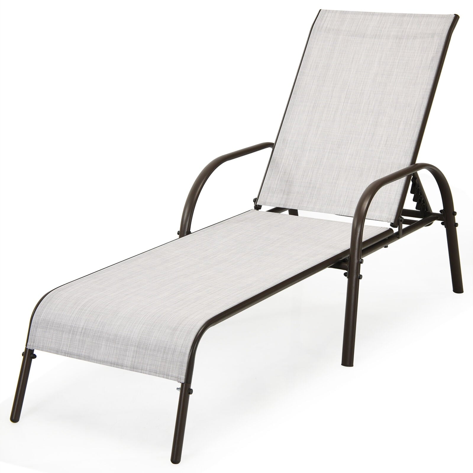 Biotree 2-Pack Patio Chaise Lounge with Adjustable Reclining-Gray
