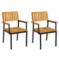 Biotree 2-Pack Patio Dining Chair with Metal and Acacia Wood