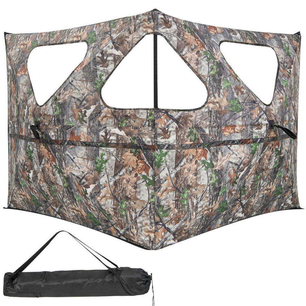 Biotree 2 Panel Hunting Ground Blind Pop Up Fence with 3 Shoot Through Ports, Camouflage