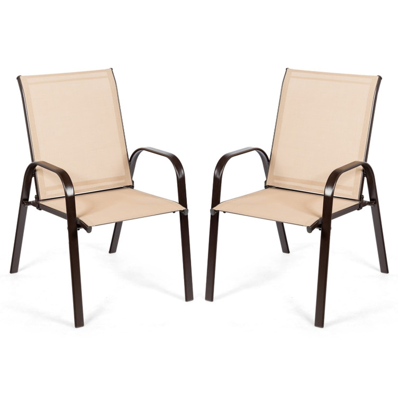 Biotree 2 Pcs Patio Chairs Outdoor Dining Chair with Armrest Stackable Patio Chair for Garden BackyardBeige