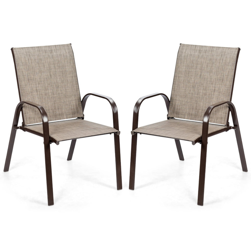 Biotree 2 Pcs Patio Chairs Outdoor Dining Chair with Armrest Stackable Patio Chair for Garden BackyardGray