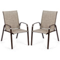 Biotree 2 Pcs Patio Chairs Outdoor Dining Chair with Armrest Stackable Patio Chair for Garden BackyardGray