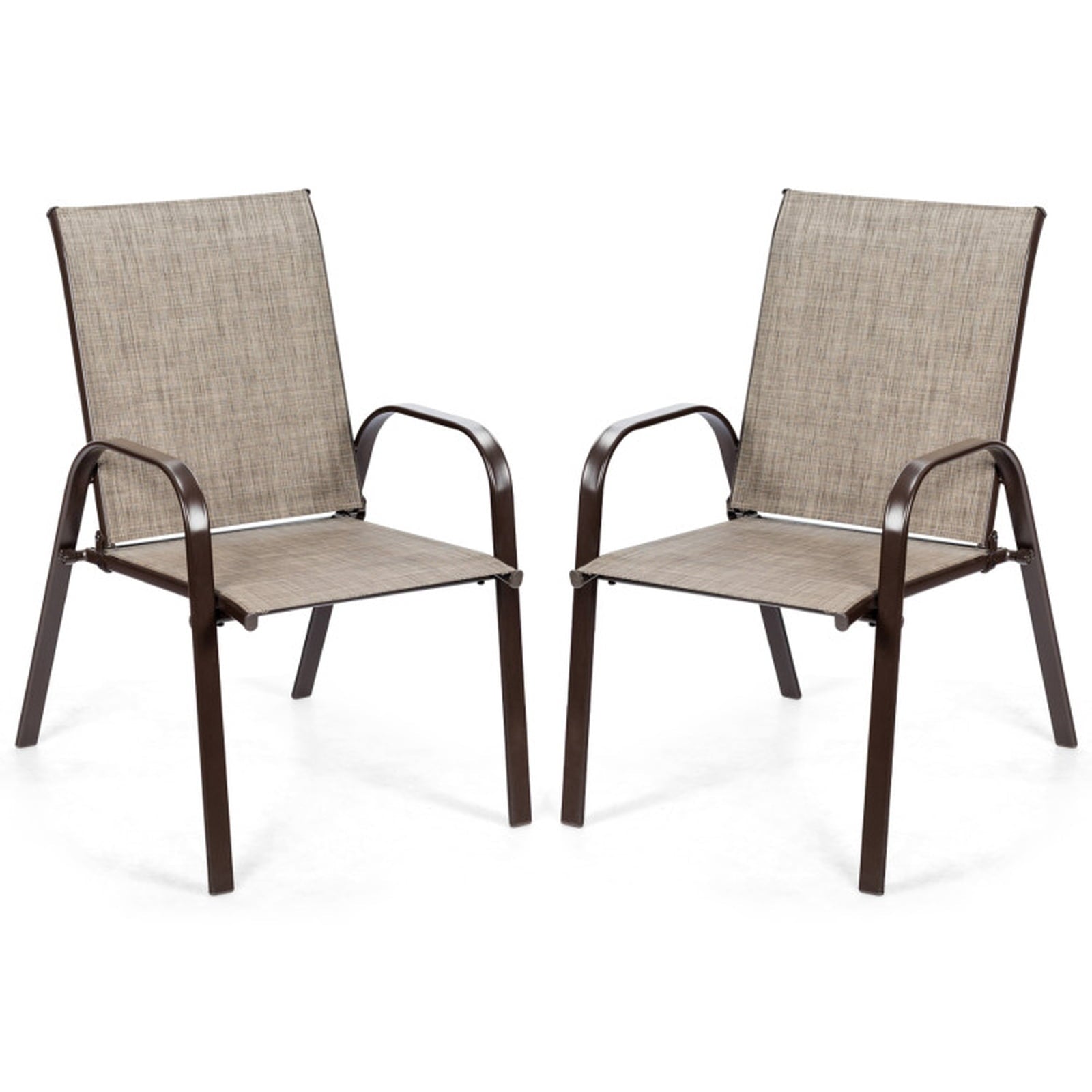 Biotree 2 Pcs Patio Chairs Outdoor Dining Chair with Armrest Stackable Patio Chair for Garden BackyardGray