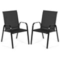 Biotree 2 Pcs Patio Outdoor Dining Chair with Armrest Stackable Patio Chair for Garden BackyardBlack