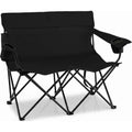 Biotree 2-Person Folding Outdoor Loveseat Camp Chair with Cup Holders Portable Double Camping Chair with Carry Bag, Black