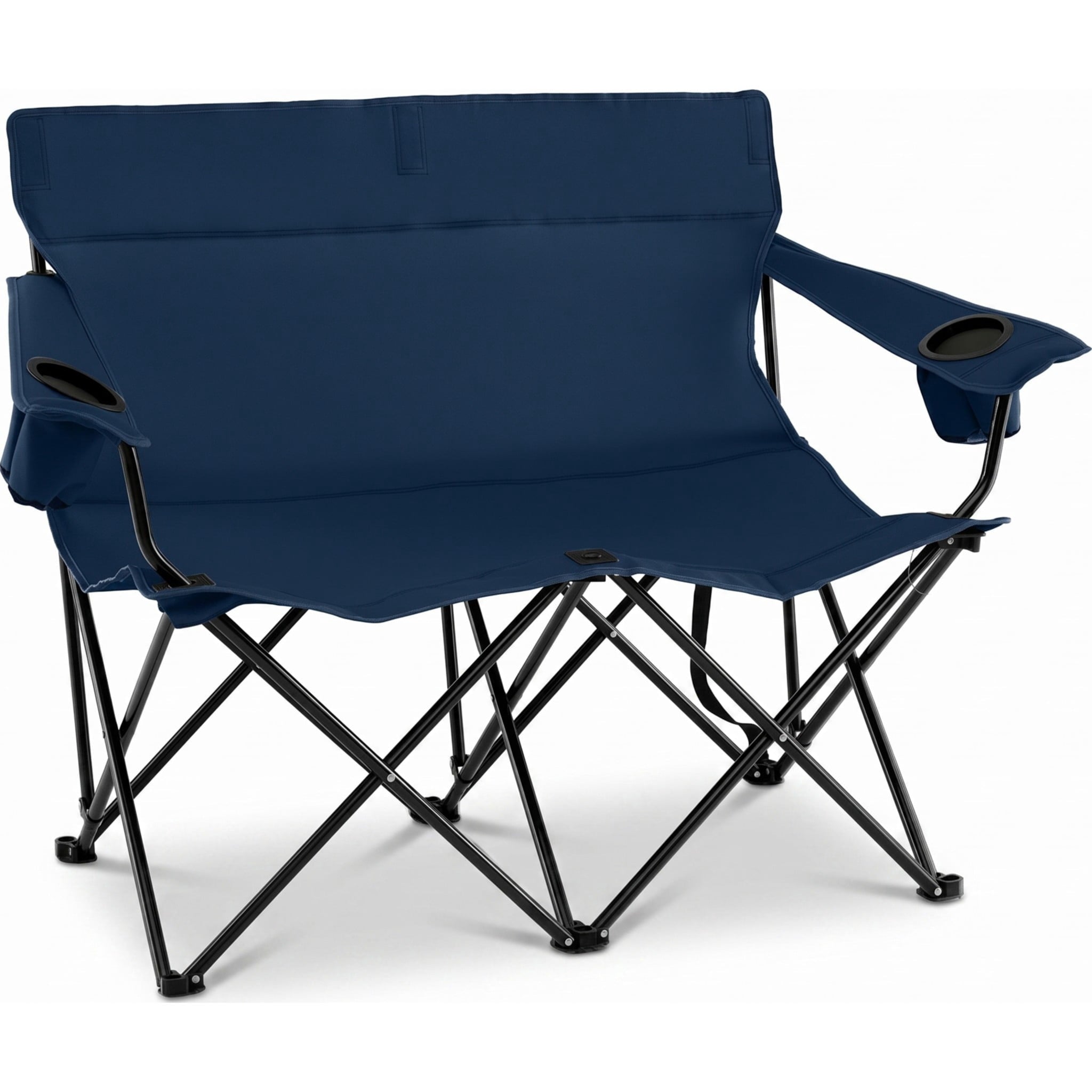 Biotree 2-Person Folding Outdoor Loveseat Camp Chair with Cup Holders Portable Double Camping Chair with Carry Bag, Blue