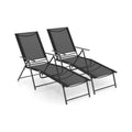 Biotree 2 Piece Patio Folding Chaise Lounge Chairs Recliner with 6-Level Backrest Stackable Patio Chair for Garden BackyardBlack