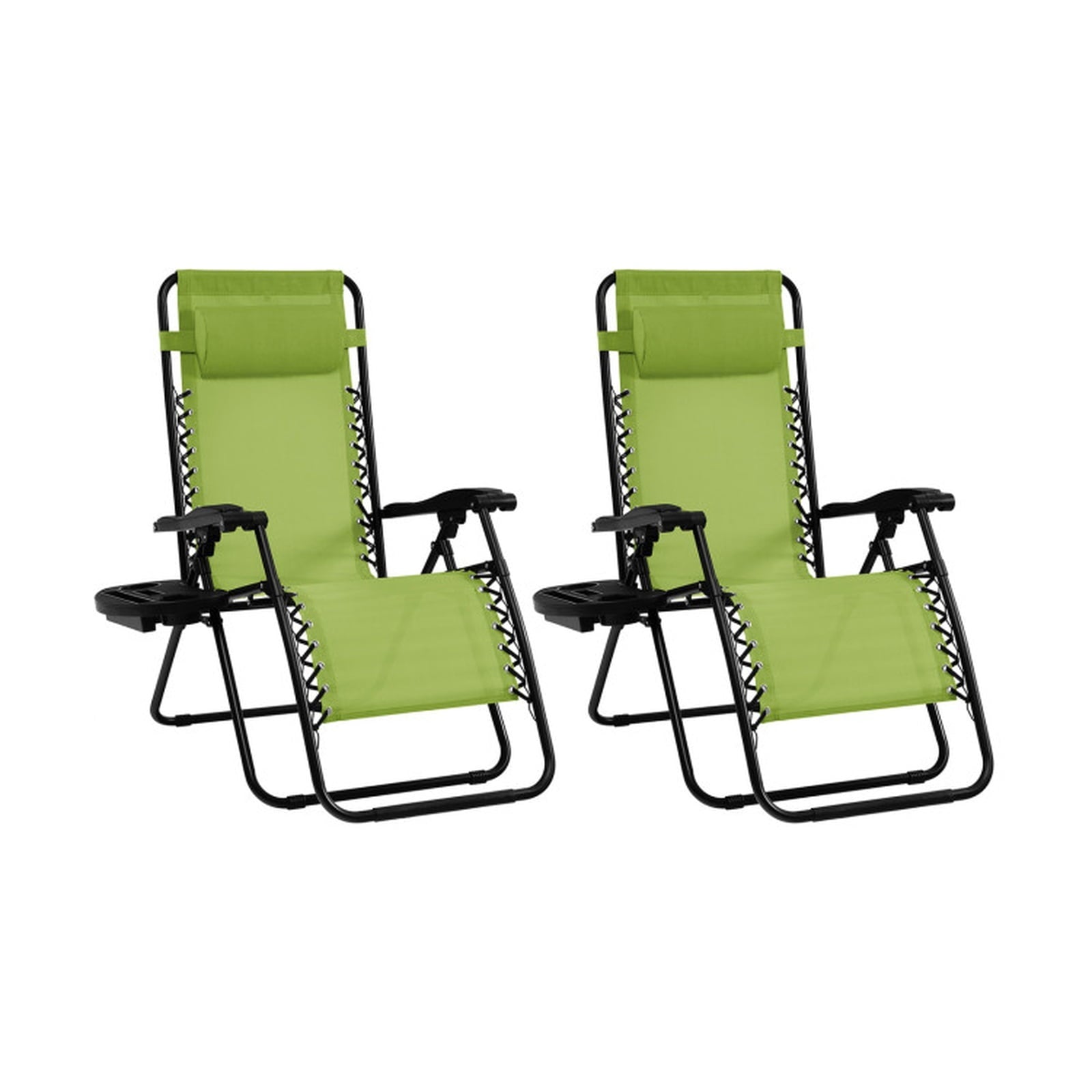 Biotree 2 Pieces Folding Lounge Chair with Zero Gravity Stackable Patio Chair for Garden BackyardGreen
