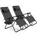 Biotree 2 Pieces Folding Recliner Zero Gravity Lounge Chair Stackable Patio Chair for Garden BackyardBlack