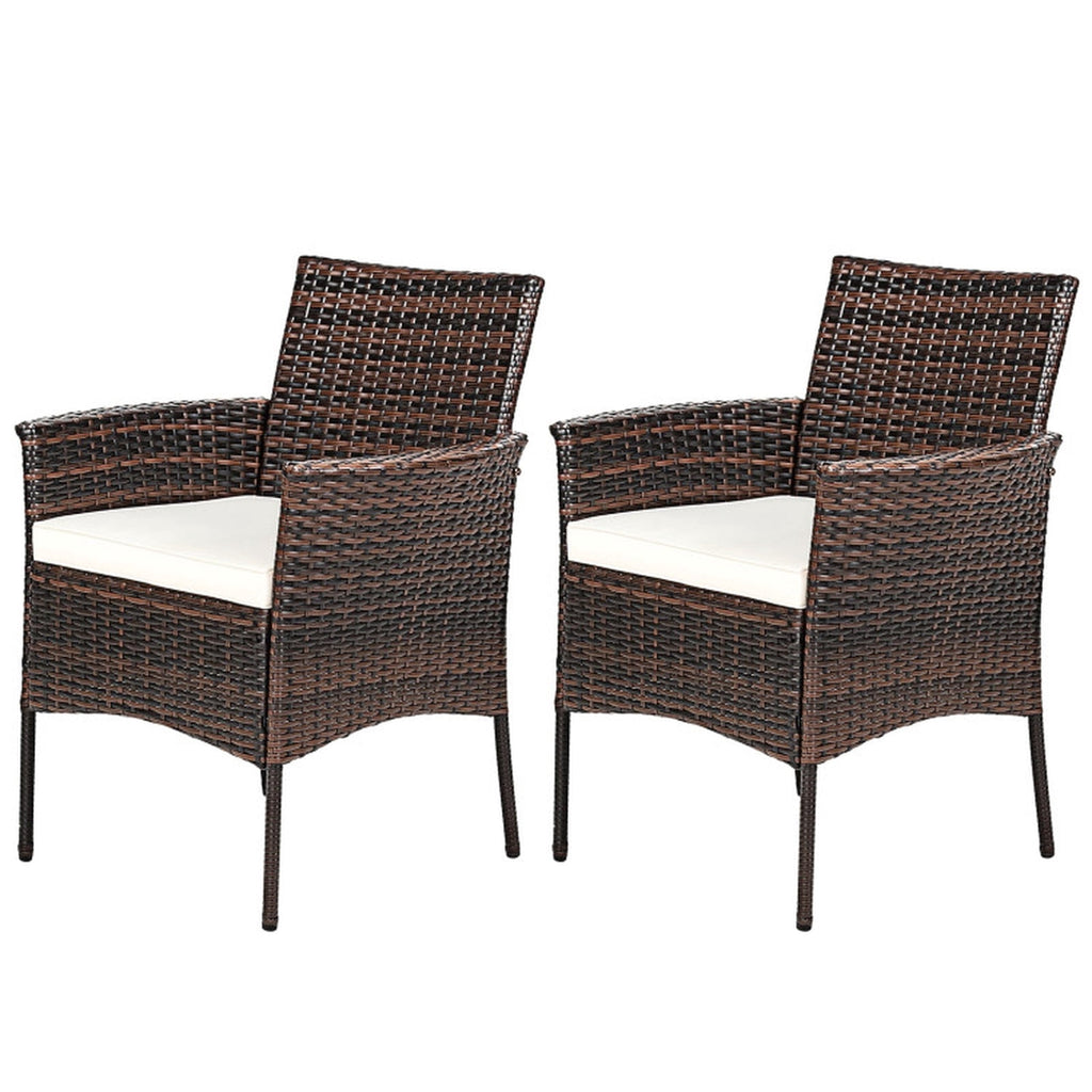 Biotree 2 Pieces Outdoor PE Rattan Armchairs with Removable Cushions Stackable Patio Chair for Garden BackyardMix brown