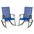 Biotree 2 Pieces Outdoor Rocking Chairs with Breathable Backrest Stackable Patio Chair for Garden BackyardNavy