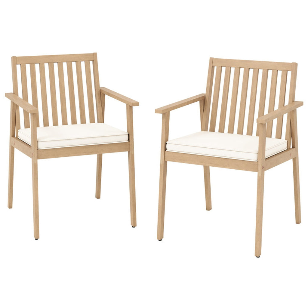 Biotree 2 Pieces Patio Dining Chairs Outdoor Acacia Wood Chairs with Removable Padded Cushion Stackable Patio Chair for Garden BackyardOak