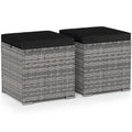 Biotree 2 Pieces Patio Ottoman with Hidden Storage Space-Mix Grey Stackable Patio Chair for Garden Backyardblack