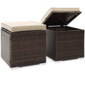 Biotree 2 Pieces Patio Ottoman with Removable Cushions Stackable Patio Chair for Garden BackyardBrown