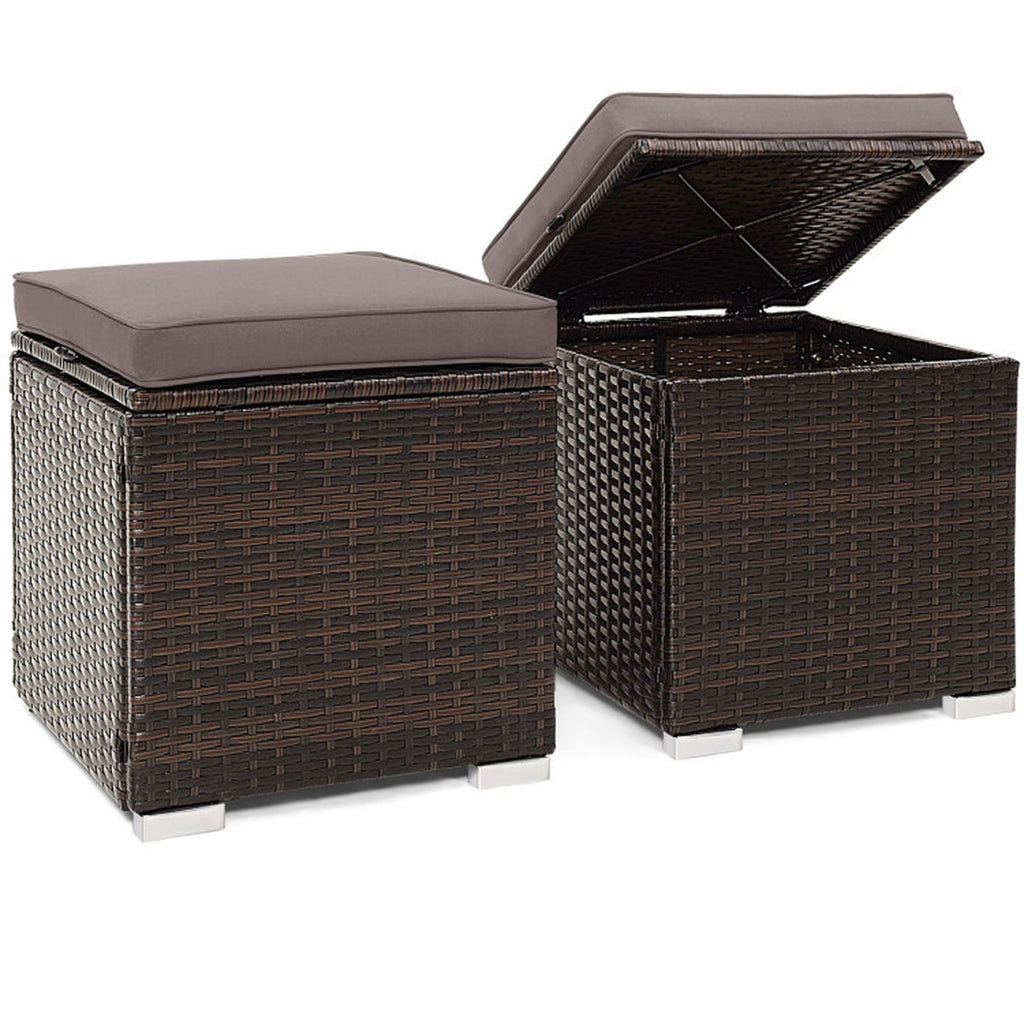 Biotree 2 Pieces Patio Ottoman with Removable Cushions Stackable Patio Chair for Garden BackyardGray