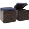 Biotree 2 Pieces Patio Ottoman with Removable Cushions Stackable Patio Chair for Garden BackyardNavy