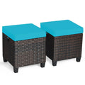 Biotree 2 Pieces Patio Rattan Ottoman Set with Removable Cushions Stackable Patio Chair for Garden BackyardTurquoise