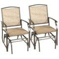 Biotree 2 Pieces Patio Swing Single Glider Chair Rocking Seating Stackable Patio Chair for Garden BackyardBrown