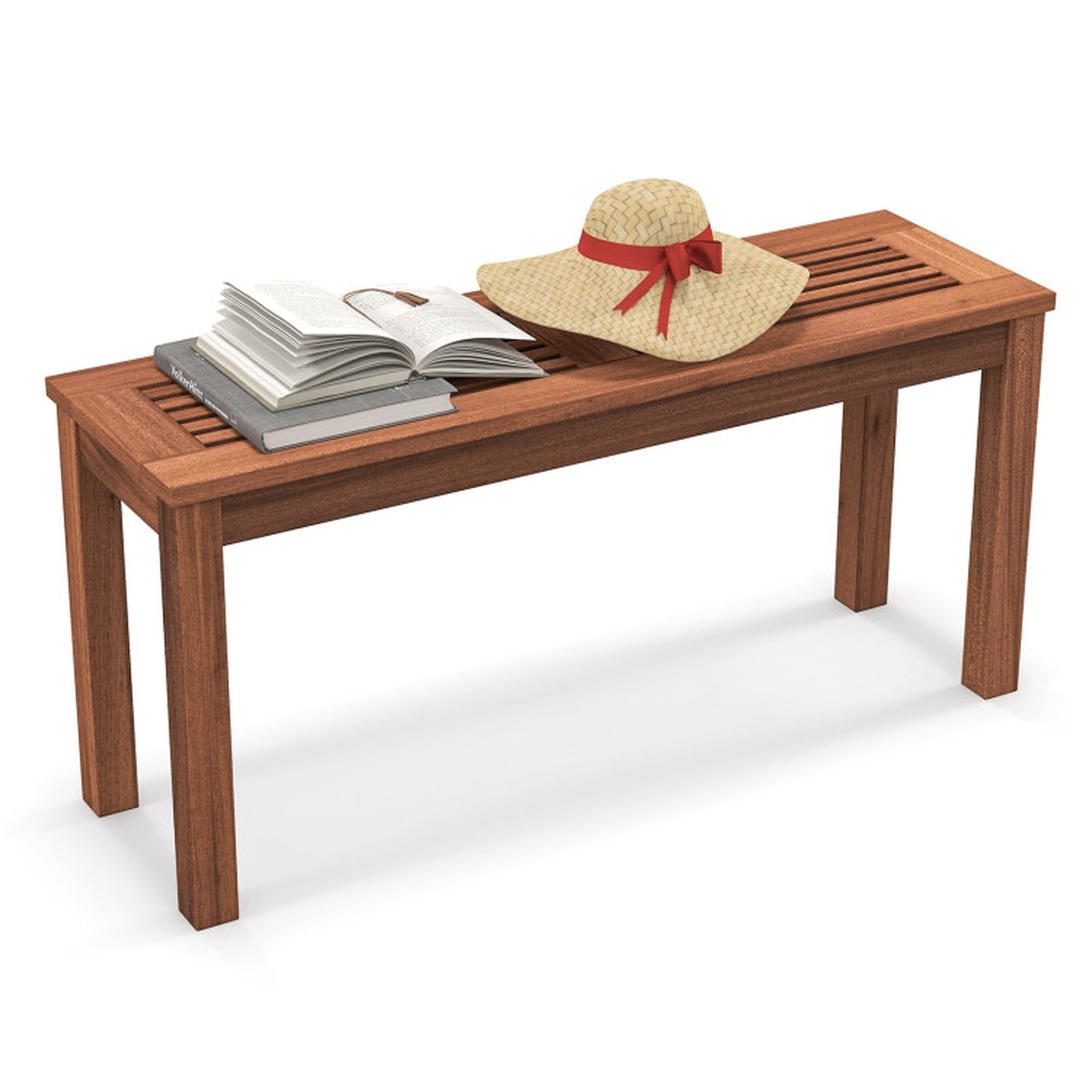 Biotree 2-Seater Patio Backless Dining Bench with Breathable Slatted Seat Stackable Patio Chair for Garden BackyardNatural