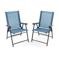 Biotree 2 Set of Patio Dining Chair with Armrests and Metal Frame Stackable Patio Chair for Garden BackyardBlue
