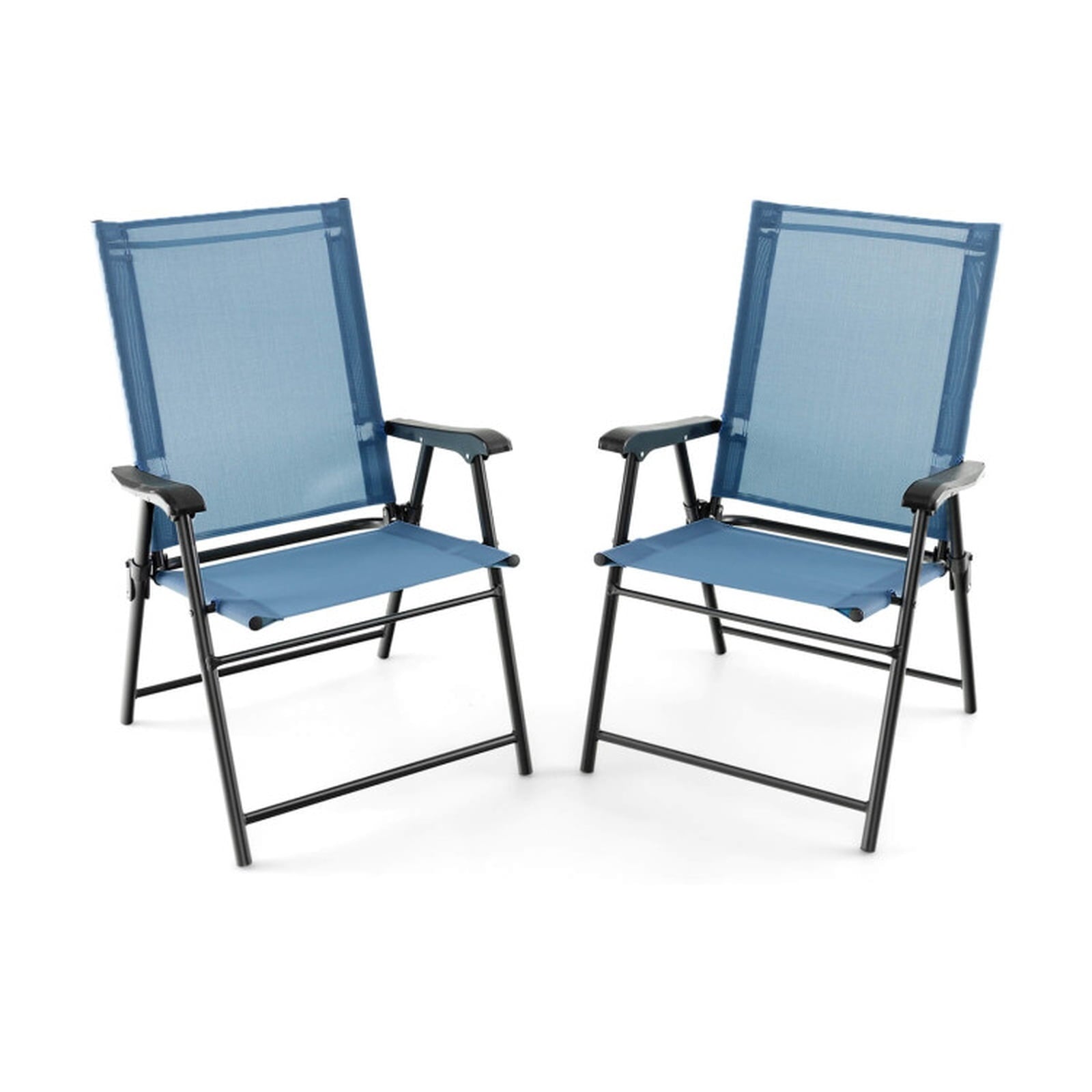 Biotree 2 Set of Patio Dining Chair with Armrests and Metal Frame Stackable Patio Chair for Garden BackyardBlue