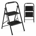 Biotree 2-Step Folding Step Ladder with 330 lb Capacity, Wide Anti-Slip Pedals and Padded Handrail for Kitchen, Home and Garage, Black