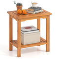 Biotree 2-Tier Outdoor Acacia Wood Side Table with Slatted Tabletop and Storage Shelf, Natural