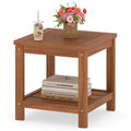 Biotree 2-Tier Outdoor Side Table with Storage Shelf for Patio, Natural
